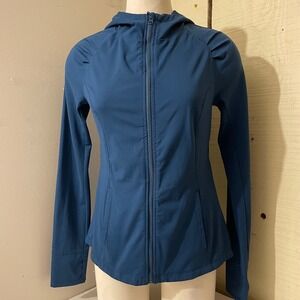 Yogalicious Womens Size Medium Blue Full Zip‎ Fitted Activewear Jacket Hoodie